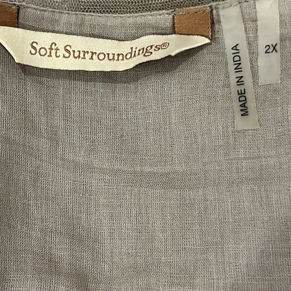 Soft Surroundings Tops Tank Mesh Embroidered 3D Floral Gray Women Size 2X - Picture 5 of 9